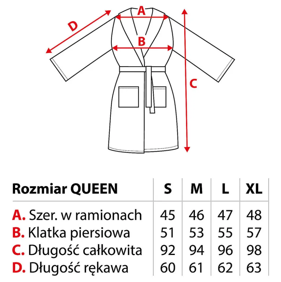 Szlafrok Comfort Queen, srebrny, XL