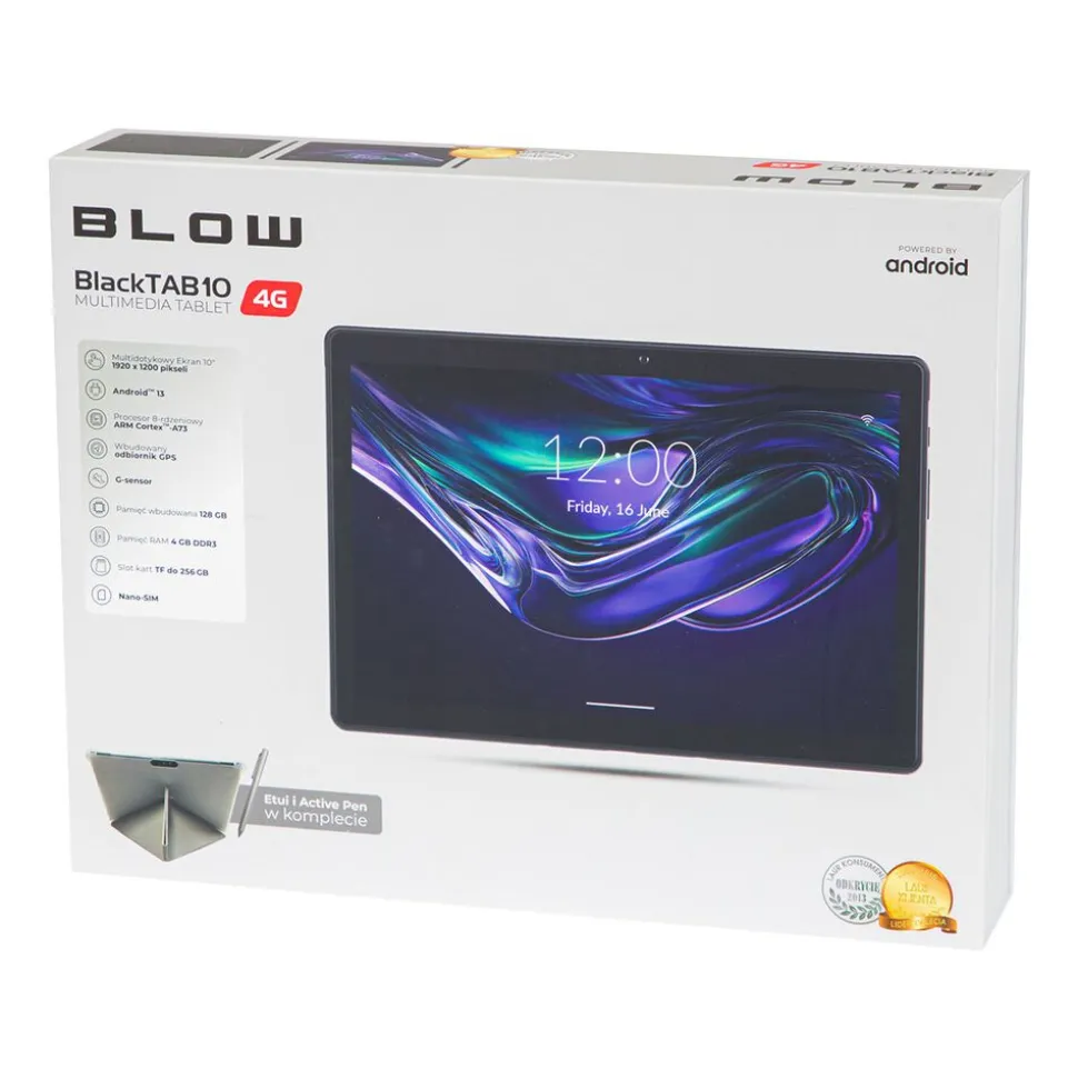 Tablet Blow BlackTAB10 4/128GB 4G LTE, etui i rysik, czarny