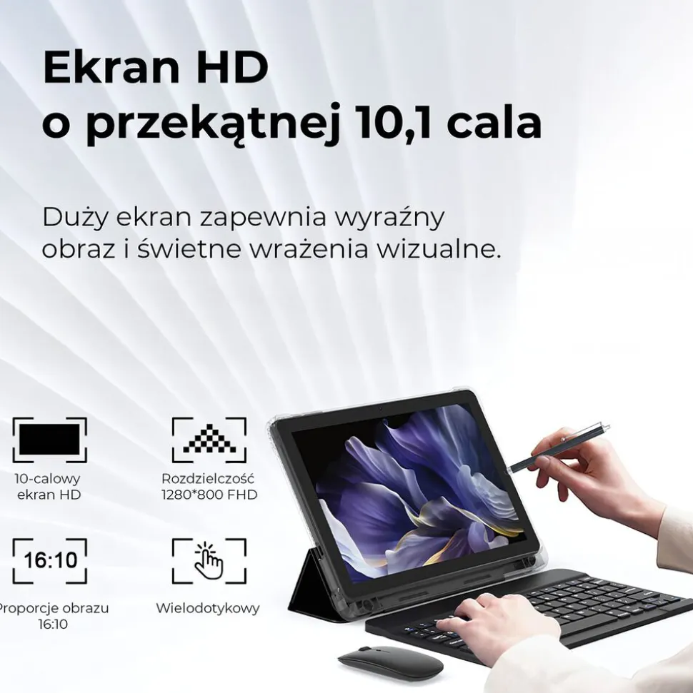 Tablet Extralink CP31, 10,1'', 128 GB, z etui, klawiaturą, myszą i rysikiem, zielony