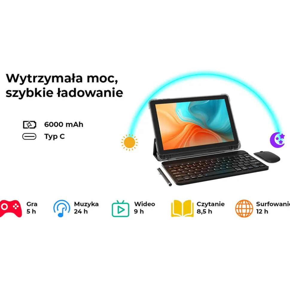 Tablet Extralink CP31, 10,1'', 128 GB, z etui, klawiaturą, myszą i rysikiem, zielony