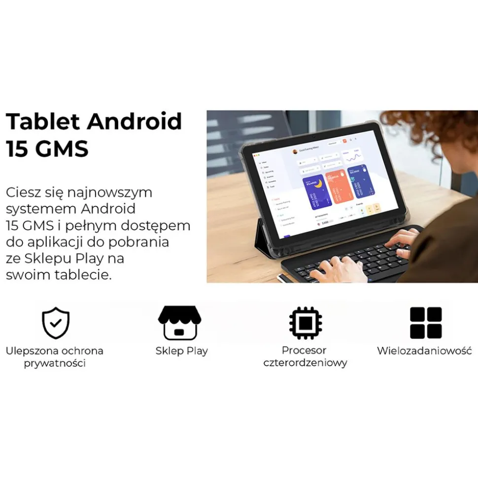 Tablet Extralink CP31, 10,1'', 128 GB, z etui, klawiaturą, myszą i rysikiem, zielony