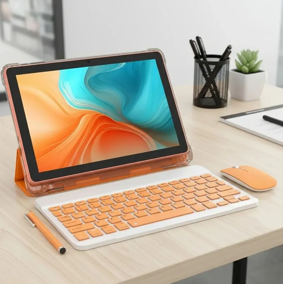 Tablet Extralink CP31 Pro, 10'', 128GB, z etui, klawiaturą, myszą i rysikiem, pomarańczowy