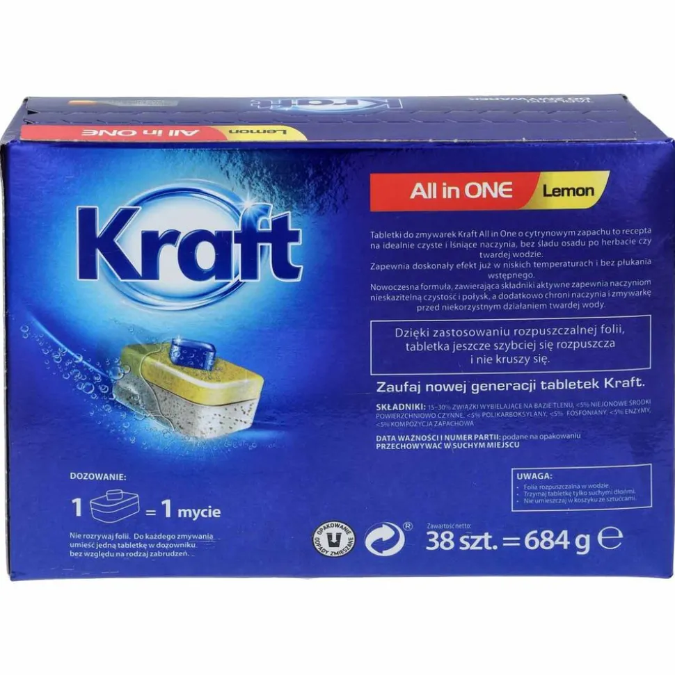 Tabletki do zmywarki Kraft All in One, cytryna, 38 szt.