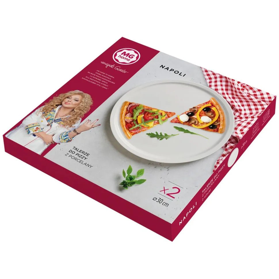 Talerz do pizzy z porcelany MG Home Napoli, 2 szt., 30 cm, biały
