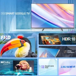Telewizor 32” CHiQ L32FM9, bezramkowy, FHD, Google TV