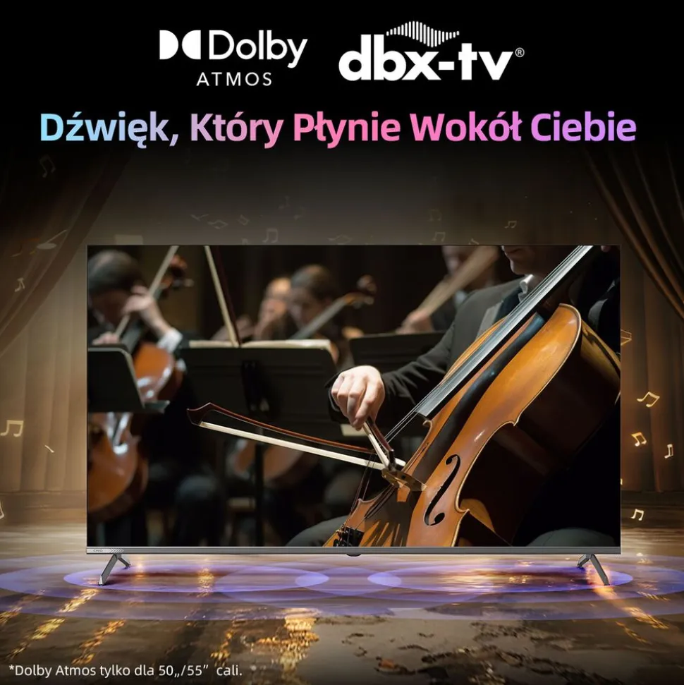 Telewizor 55” CHiQ U55QM9, bezramkowy, 4K Ultra HD, Google TV