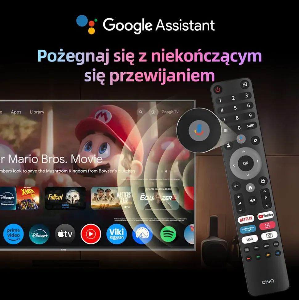 Telewizor 55” CHiQ U55QM9, bezramkowy, 4K Ultra HD, Google TV