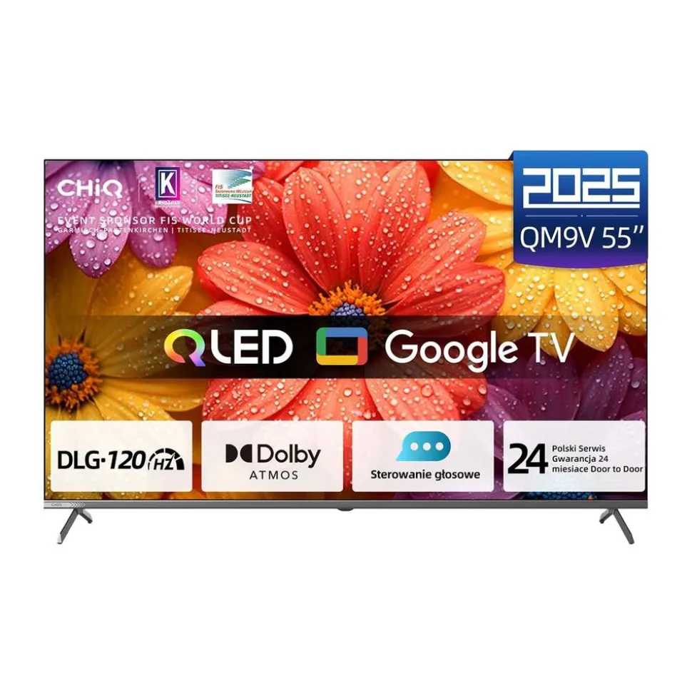 Telewizor 55” CHiQ U55QM9, bezramkowy, 4K Ultra HD, Google TV
