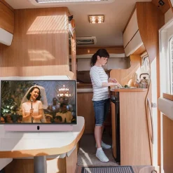 Telewizor przenośny 24” METZ 24MPE7000, FHD, Google TV, różowy