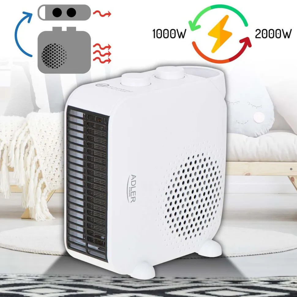Termowentylator Adler AD 7725w, z regulacją temperatury i siły nadmuchu