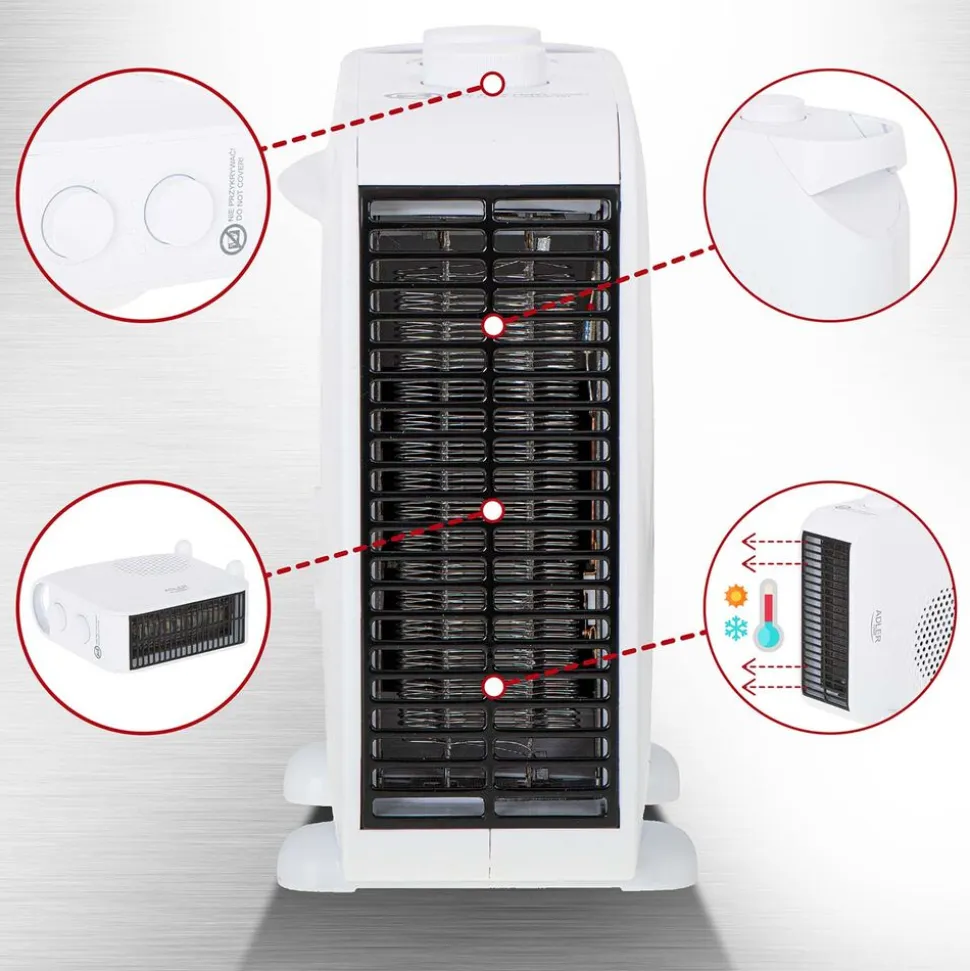 Termowentylator Adler AD 7725w, z regulacją temperatury i siły nadmuchu