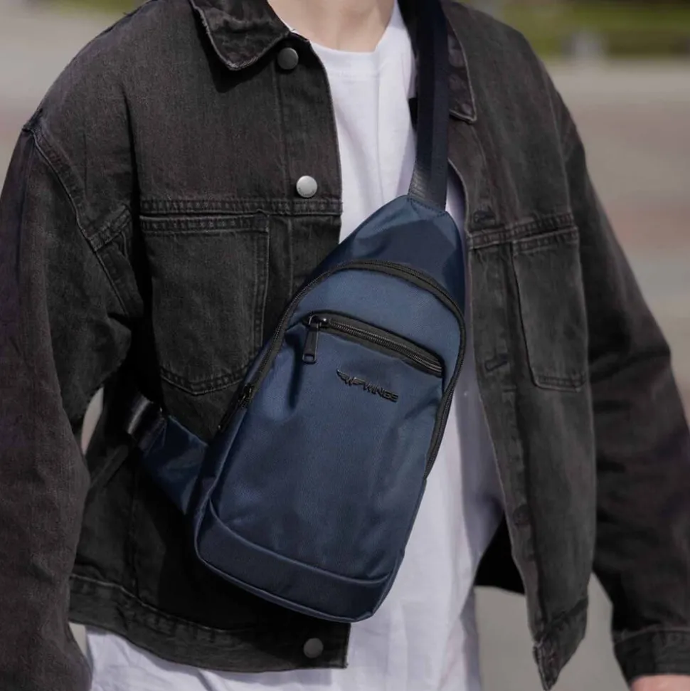 Torba męska crossbody Wings Brant BRT03, 17 x 6 x 35 cm, 3 l, granatowa