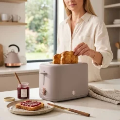 Toster BerlingerHaus H/9701, 750 W, z pokrywą przeciwkurzową, taupe