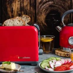 Toster Vintage Cuisine, 780-930 W, z funkcją rozmrażania, czerwony