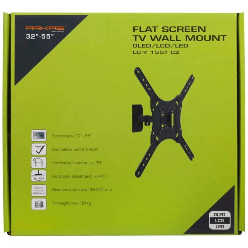 Uchwyt ścienny do telewizora Arkas LCY155T CZ, 32”-55”, czarny