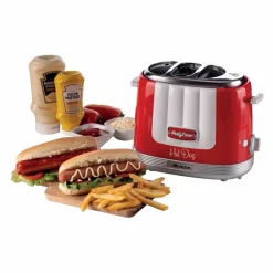 Urządzenie do hot dogów Ariete Party Time, 650 W, metalowe szczypce, czerwone