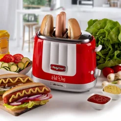 Urządzenie do hot dogów Ariete Party Time, 650 W, metalowe szczypce, czerwone