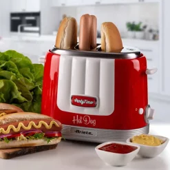 Urządzenie do hot dogów Ariete Party Time, 650 W, metalowe szczypce, czerwone