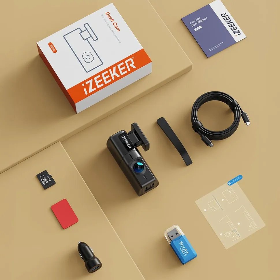 Wideorejestrator Izeeker iD240, 2.5K, 32 GB, Wi-Fi