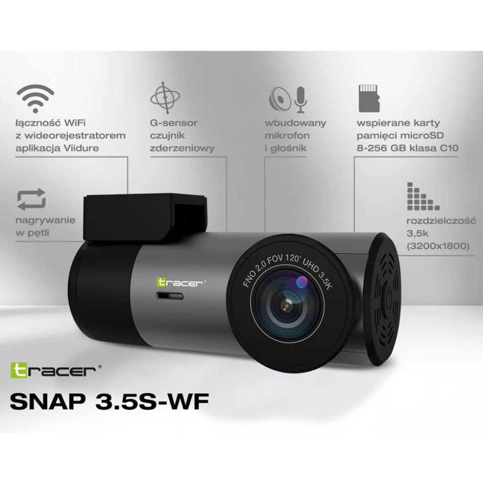 Wideorejestrator Tracer Snap 3.5S-WF, 3,5K, Wi-Fi