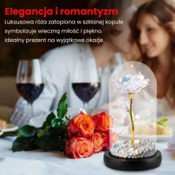Wieczna róża w szkle Extralink Home, świecąca, biała