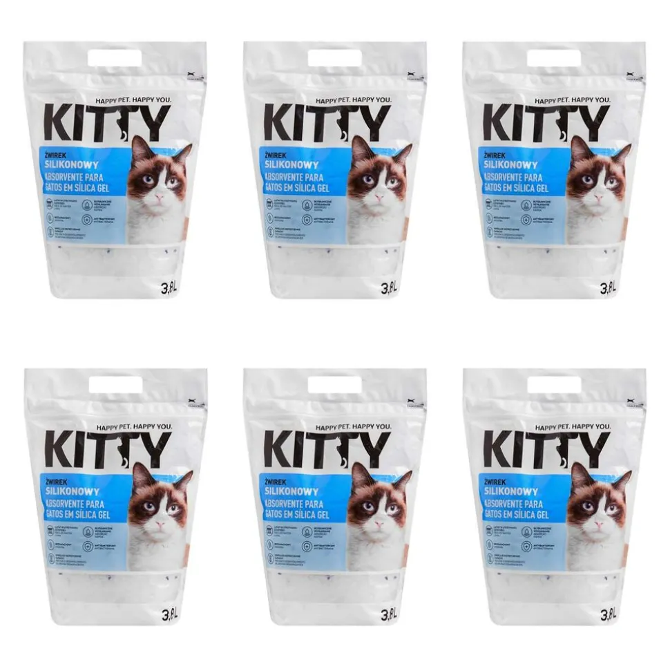 Żwirek dla kota Kitty, silikonowy, biały, 6 x 3,8L