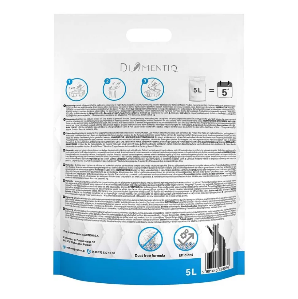 Żwirek silikonowy dla kota Diamentiq, 5 l x 6