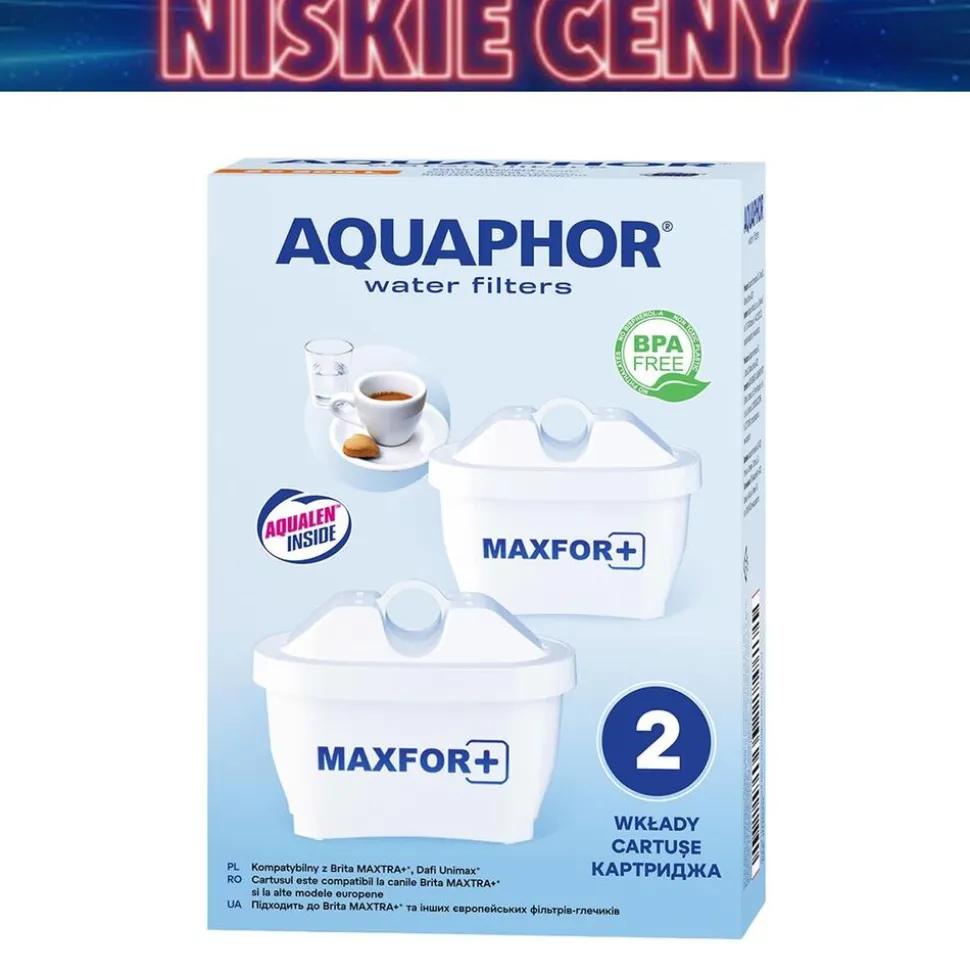 Wkład filtrujący Aquaphor Maxfor+, do dzbanka filtrującego, 2 sztuki