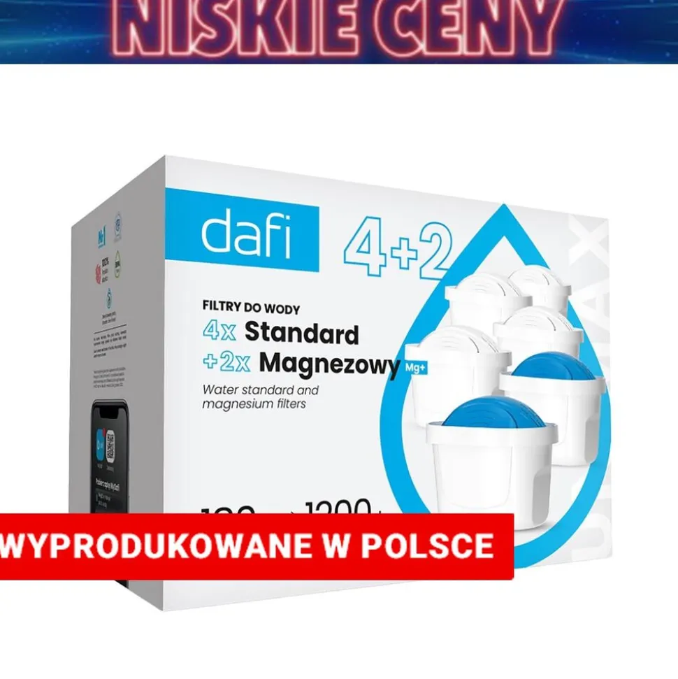 Wkład filtrujący do dzbanka Dafi, 4 x wkład Standard Unimax, 2 x wkład Mg