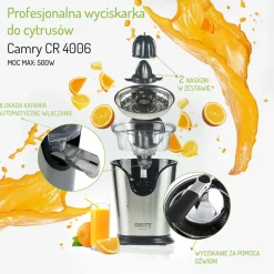 Wyciskarka profesjonalna do cytrusów Camry CR 4006, 100 W