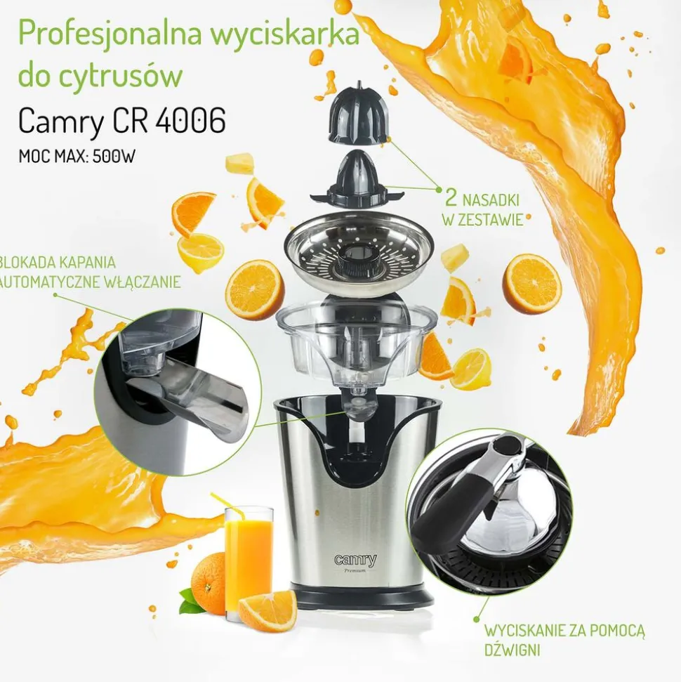 Wyciskarka profesjonalna do cytrusów Camry CR 4006, 100 W