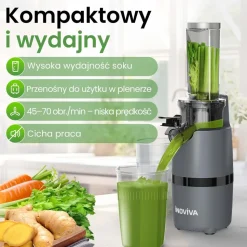Wyciskarka wolnoobrotowa Inoviva KBMJ-S01-G, 100 W, szara