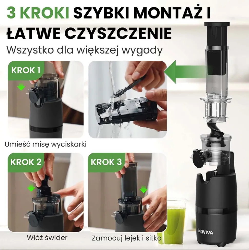 Wyciskarka wolnoobrotowa Inoviva KBMJ-S01-B, 100 W, czarna