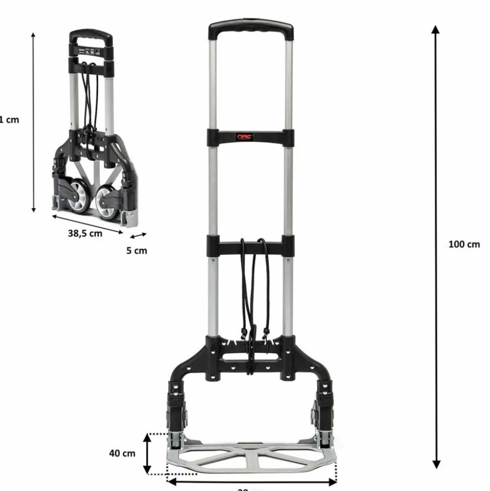 Wózek transportowy NAC 0070, 2-kołowy, do 70 kg, składany