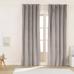 Zasłony na taśmie welwetowe 140 x 250 cm Smukee, 2 szt., szare