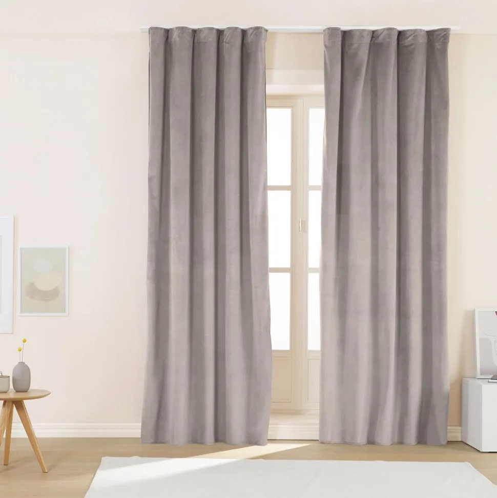 Zasłony na taśmie welwetowe 140 x 250 cm Smukee, 2 szt., szare