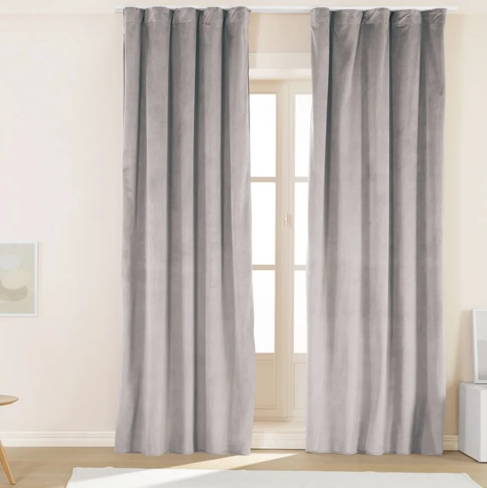 Zasłony na taśmie welwetowe 140 x 250 cm Smukee, 2 szt., beżowe