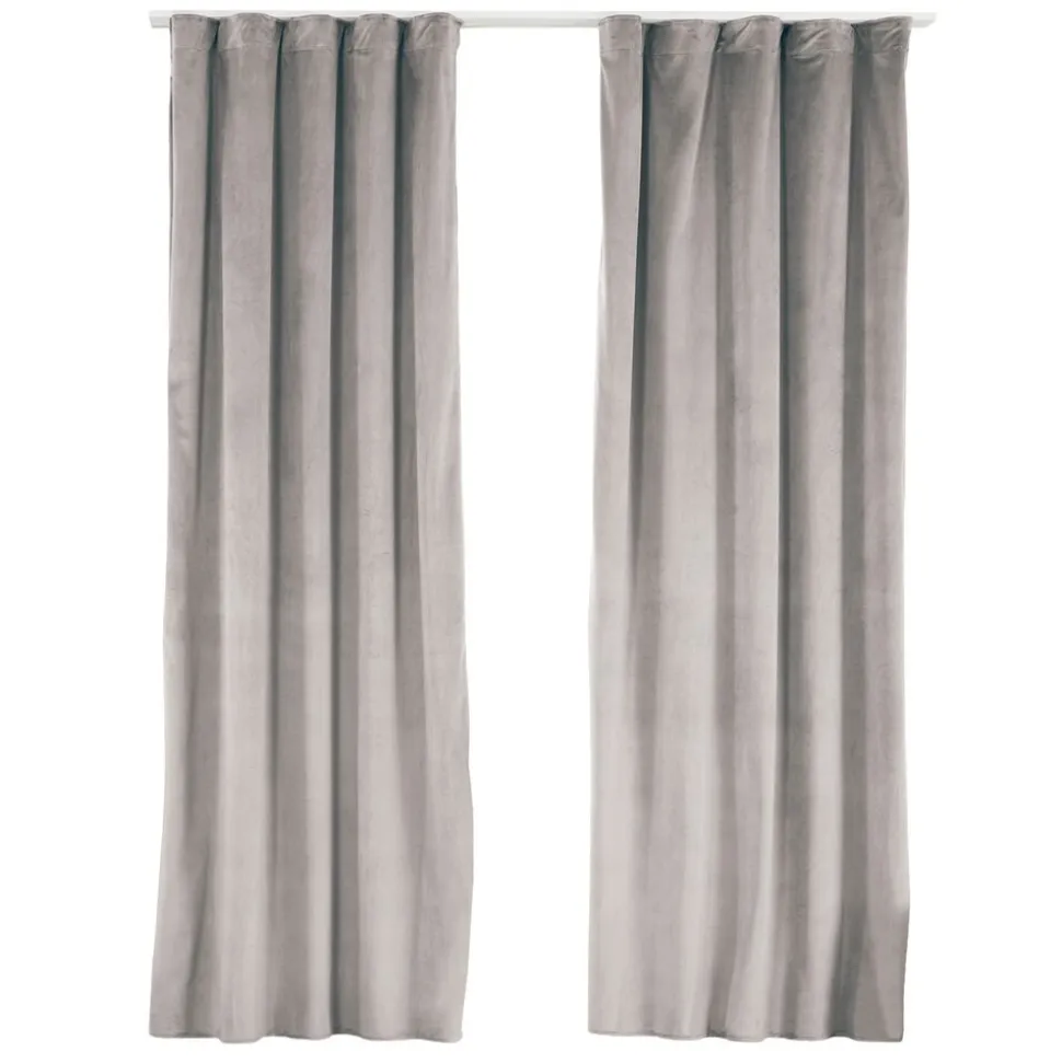 Zasłony na taśmie welwetowe 140 x 250 cm Smukee, 2 szt., szare