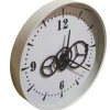 Zegar ścienny metalowy, 50 cm, z ozdobnym mechanizmem, szary