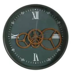 Zegar ścienny metalowy, 40 cm, z ozdobnym mechanizmem, zielony