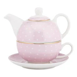 Zestaw do herbaty Altom Design Natalie Pink, w opasce, różowy