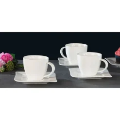 Zestaw do kawy i herbaty CHIARO, dla 6 osób, 12 elementów, porcelanowy