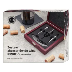Zestaw do wina Konighoffer Pinot, 5 elementów, w drewnianym pudełku