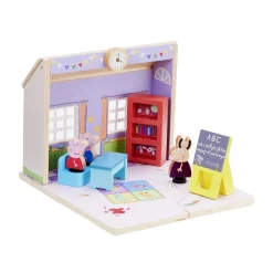 Zestaw drewniana szkoła z figurkami Peppa, podstawka Drop & Play