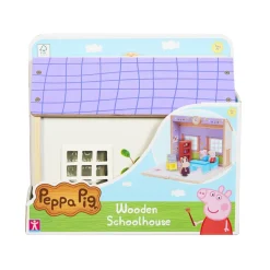 Zestaw drewniana szkoła z figurkami Peppa, podstawka Drop & Play