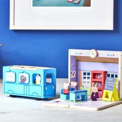 Zestaw drewniana szkoła z figurkami Peppa, podstawka Drop & Play