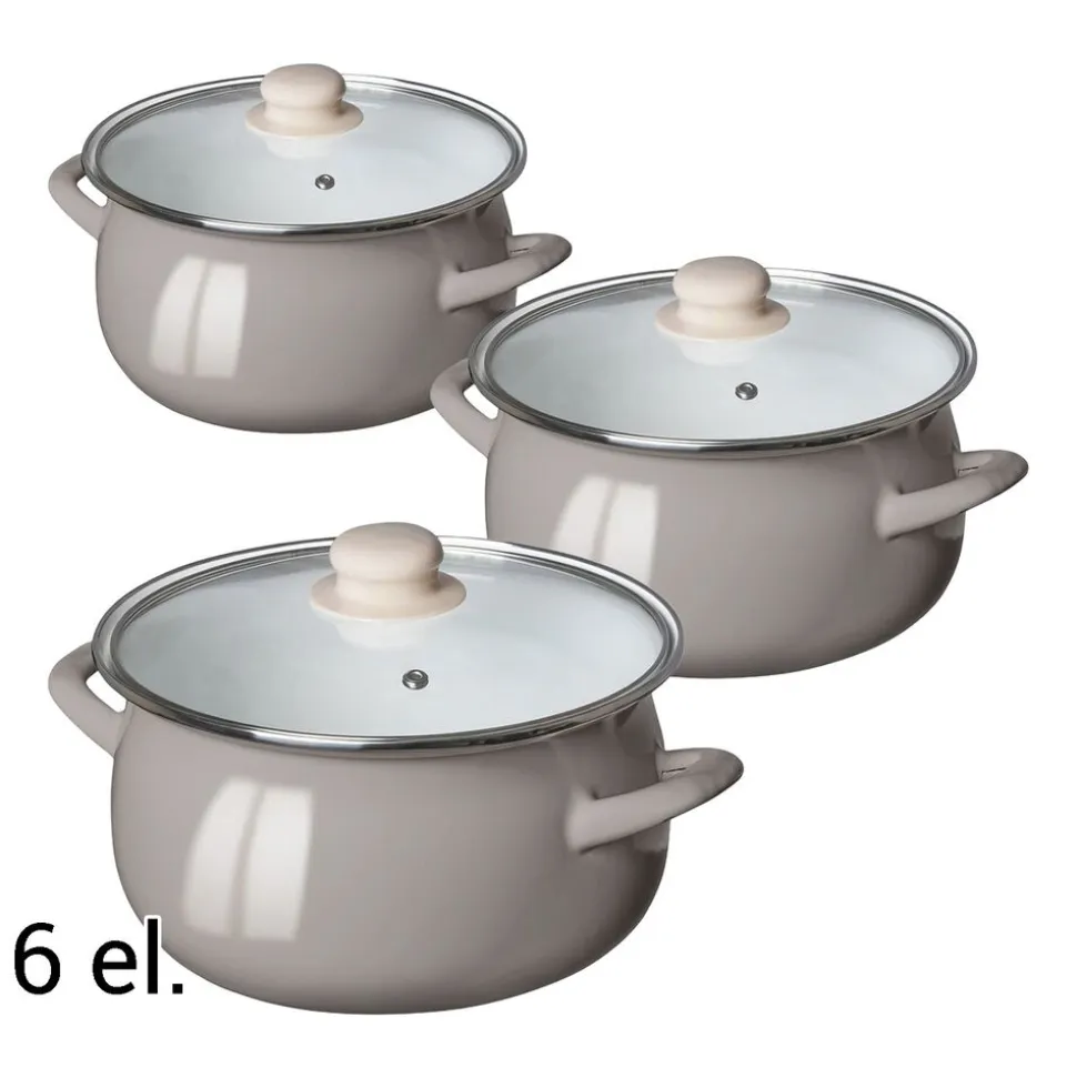 Zestaw garnków emaliowanych Altom Design, 6 elementów, beżowe