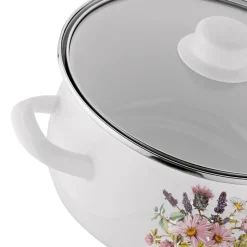 Zestaw garnków emaliowanych Tadar Herbal, 16/18/20/22 cm, z pokrywkami