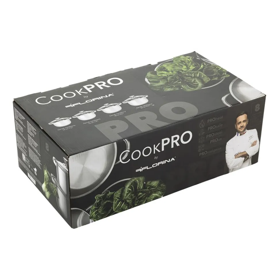 Zestaw garnków Florina CookPro, 8 elementów, stal nierdzewna