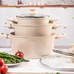 Zestaw garnków Klausberg, 6 elementów, aluminium z powłoką marmurkową